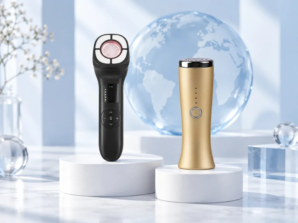 AI editorial still life featuring BINZIM beauty devices — global-beauty-devices